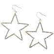 Stainless Steel Star-Shaped Earrings with Clear Crystals - 45mm length Stainless Steel Star-Shaped Earrings with Clear Crystals - 45mm length