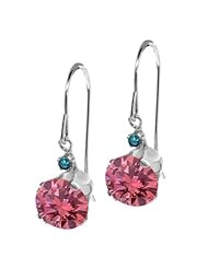 1.83 Ct Round Pink Diamond Blue Diamond 14K White Gold Earrings