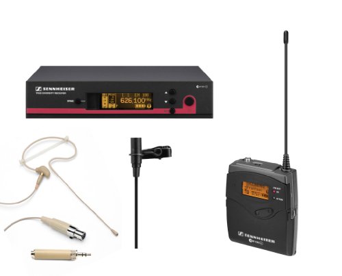 Sennheiser EW Wireless Lavalier Microphone System, EW112G3 A (516-558 MHz) True Diversity Rack-Mount Wireless Microphone System with Samson SE10T Headset Microphone