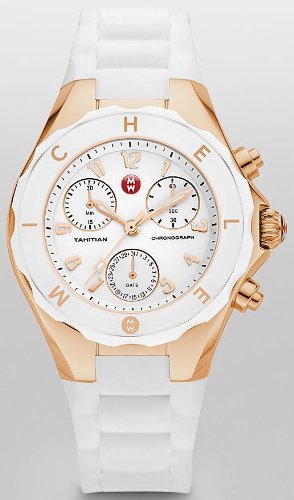 Michele Tahitian Jelly Bean Large White Rubber Strap Chronograph Ladies Watch MW Michele Tahitian Jelly Bean Large White Rubber Strap Chronograph Ladies Watch MW
