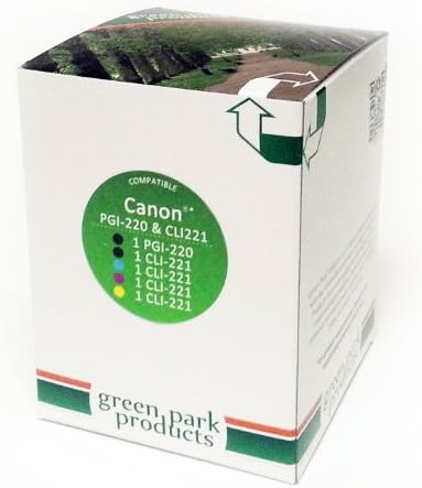 Green Park Products Canon PGI-220 &amp; CLI-221 Full Set of Premium Compatible Ink Cartridges. The Box Contains 1 of Each color Black (PGI-220BK), Black (CLI-221BK), Cyan (CLI-221C), Magenta (CLI-221M), Yellow (CLI-221Y) Inkjet Cartridges. PGI220 CLI221