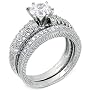 Sterling Silver Cubic Zirconia CZ Wedding Engagement Ring Set