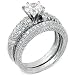 Sterling Silver Cubic Zirconia CZ Wedding Engagement Ring Set