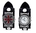Flip Top Steel Cross Red Trendy Design Round Steel White Case Punk Rocker Biker Black Wide Leather Band Wrist Watch