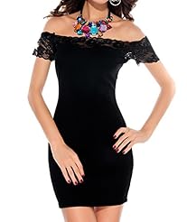 Sexy Summer Off the Shoulder Fitted Lace Jersey/Polyester/Spandex Cocktail Above the Knee Bandage Dress/Bodycon Dress/Club Dress/Mini Dress 