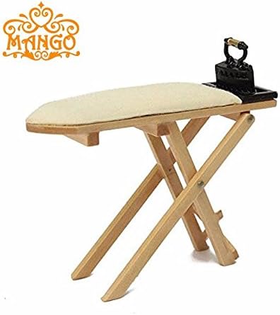 1:12 Dollhouse Miniature Furniture children baby gift Toy dressmaker Wooden Ironing Stand and Metal Iron