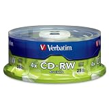 Verbatim 95169 700 MB 2x-4x 80 Minute Silver Rewritable Disc CD-RW, 25-Disc Spindle