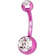 Pink Anodized Titanium Double Gem Belly Ring