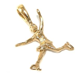 24k Gold Layered (GL) Diamond Cut Little Ice Skater Charm Pendant ~ LIFETIME WARRANTY