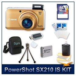 Buy Canon PowerShot SX210 IS Digital Camera (Gold) Best Price with Fast Shipping.