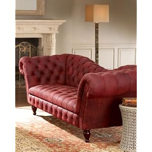 Berry Leather Recamier Sofa