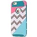 iPhone 5C Case,LUOLNH [2in1] Heavy Duty Hybrid Hard Case for Apple Iphone 5c -powder Blue Mint Teal and Coral Pink Split Chevron Design Cover(Dark Green)