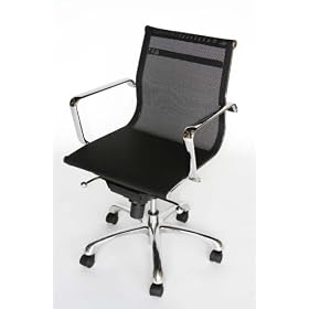 Baxton Studio Mesh-Backed Aluminum Office Chair, Black Chrome by Baxton Studio