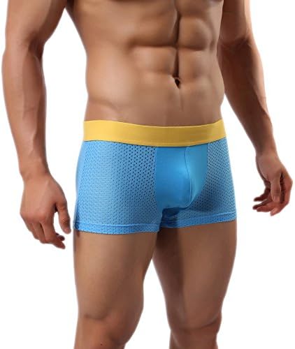 Threeseasons Sexy Men's Blue Breathe Holes Underwear Boxer Briefs 3 Size S~L (M)