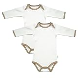 Organic Cotton Long-Sleeve Bodysuits 2-pk. - Brown Trim (3-6 mos.)
