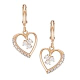 Snowman Lee Hrart Shaped 18k Rose Gold Plated Shiny Diamond Cut Open Love Womens Dangle Earrings