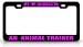 MY HEART BELONGS TO AN ANIMAL TRAINER Occupation Metal Auto License Plate Frame Tag Holder, Black/Pink