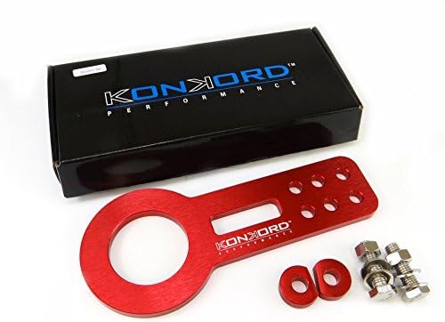 Konkord Performance Universal Mat Red Anodized Billet Aluminum Racing Front Tow Towing Hook Kit