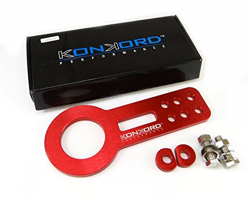 Konkord Performance Universal Mat Red Anodized Billet Aluminum Racing Front Tow Towing Hook Kit
