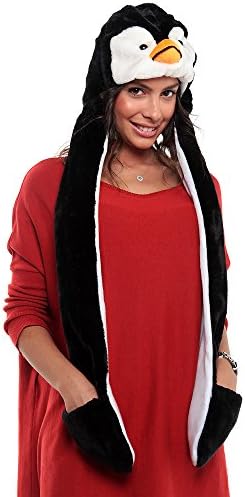 Plush Penguin Animal Hat High Quality polyester Brand New mittens