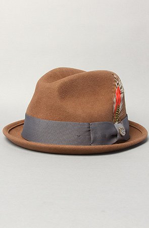 Brixton The Gain Fedora in Pecan Felt,Hats for Men
