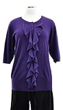 Design History Currant Purple Cashmere Blend Ruffle Front Detail Cardigan Sweater 1X