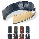 HIRSCH Principal L, Curved End, Alligator Grain, 50 Black, 20 mm, Steel Buckle