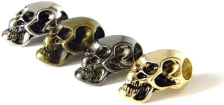 12 Metal Skull Beads (Chrome/Gold/Bronze/Black) For 550 Paracord Bracelets, Lanyards, &amp; Other Projects (Horizontal Holes)
