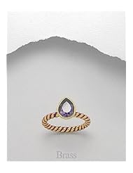 Purple Colored Enamel Ring In Brass