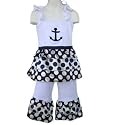 AnnLoren Girl Boutique Blue & White Sailor Rumba Outfit