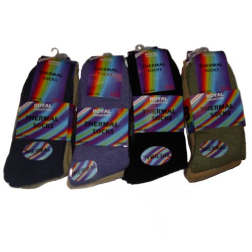 12 Pairs womens mixed coloured thermal socks
