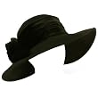 100% Wool Winter Velvet Floral Hatband Wide Brim Floppy Bucket Church Hat Black