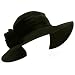 100% Wool Winter Velvet Floral Hatband Wide Brim Floppy Bucket Church Hat Black
