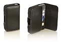 Stabile QUERTASCHE f&uuml;r Apple iPhone 4 & 4S / Leder / Tasche mit Metall Clip SCHWARZ