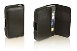 Produkt-Bild: Stabile QUERTASCHE f&uuml;r Apple iPhone 4 & 4S / Leder / Tasche mit Metall Clip SCHWARZ