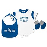 MLB Unisex Infant/Toddler Los Angeles Dodgers Bib and Bootie Set, White, Large