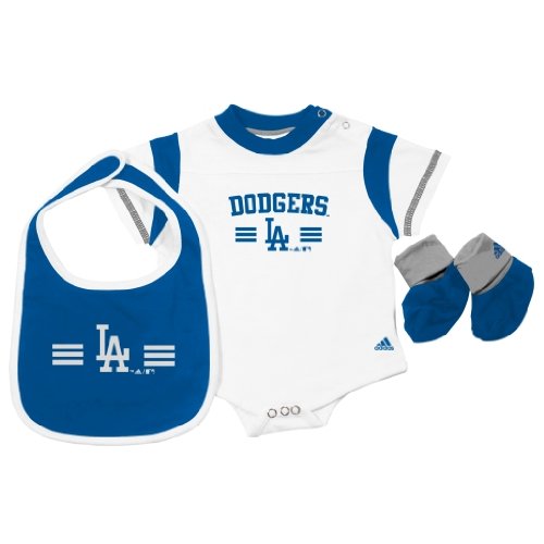 MLB Unisex Infant/Toddler Los Angeles Dodgers Bib and Bootie Set, White, Large