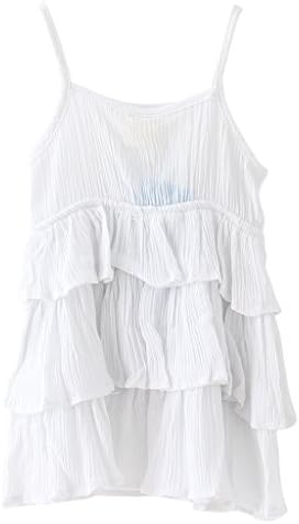 LYBD Littles Girls Summer Layered Spaghetti Strap beach Dress White Size 5T