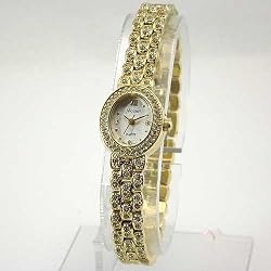 NICOLET Women's Silver-Tone Austrian Crystals & White Mother of Pearl Dial Watch. Model: NC-2061W