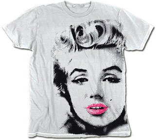 Marilyn Monroe Blond Movie Star Lipstick Silver T-shirt