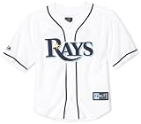 MLB Boys' Tampa Bay Devil Rays Evan Longoria Button Down Jersey with Name & Number (White, 10/12)