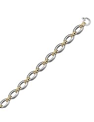 18K Yellow Gold and Sterling Silver Chain Necklace in a Cable Motif