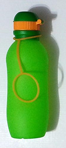 Silicone Fordable Pocket Drink Bottles Silicone with Silicone Sport Cap and Cover / Hiking, Biking, Pool, Travel, Boating or Running Collapsible Drink Water Bottle. (Small, Green)