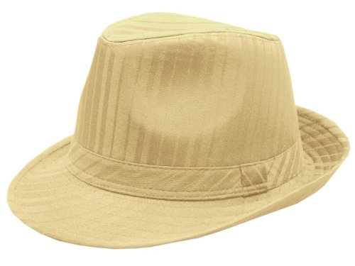 Tonal Pinstripe Fedora Hat (Khaki)