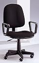 Modern Swivel Seat Office Arm Chair with Gas Lift and Black Fabric Cushioned Seat and Back