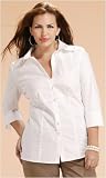 Plus Size Stretch Poplin Button Down Blouse