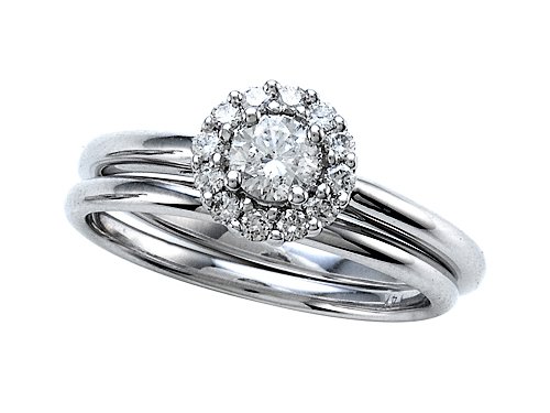 0.45 cttw Round Diamonds Wedding Engagement Ring Set in 14 kt White Gold Size 6.5