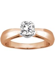0.75 Ct Princess H/I I1 Diamond 14K Rose Gold Ring