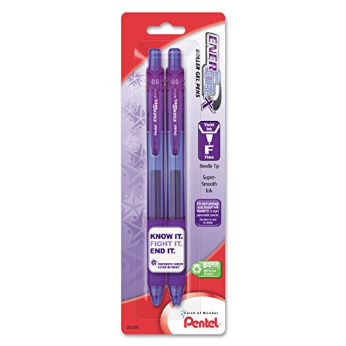 Pentel Pancan EnerGel-X Retractable Liquid Gel Pen, Needle Tip,  Violet Ink, Pack (BLN105BP2V)