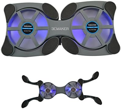 (3CMaker)Portable Fold Laptop Cooling Pad With Dual High-power Turbo Fans For 14 Inch Laptop(Grey)
